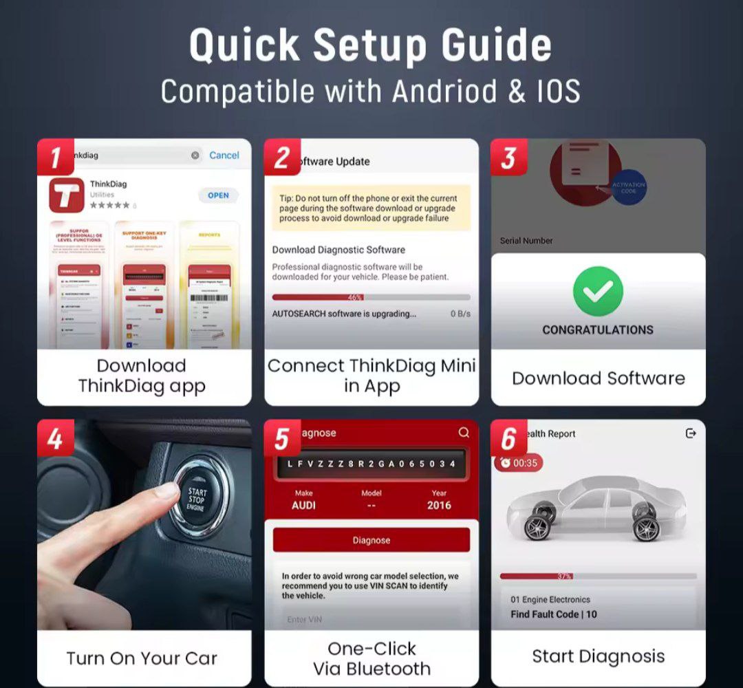 THINKCAR BD6 OBD2 BLUETOOTH DIAGNOSTICS SCANNER - Image 5